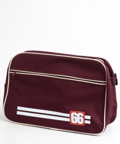 66 Clothing The Racer Bag - 66 Logo 2 Stripe - Shoulder Bag In Burgundy & Cream