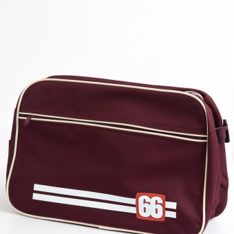 66 Clothing The Racer Bag - 66 Logo 2 Stripe - Shoulder Bag In Burgundy & Cream