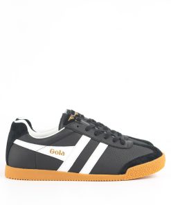 Gola Harrier Classic Trainers – Black & White Leather Suede Men’s Retro Trainers