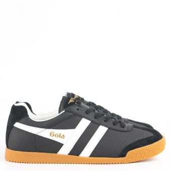 Gola Harrier Classic Trainers – Black & White Leather Suede Men’s Retro Trainers