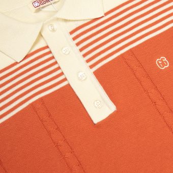 The Michael - Orange & Cream Knit Polo By 66 Clothing