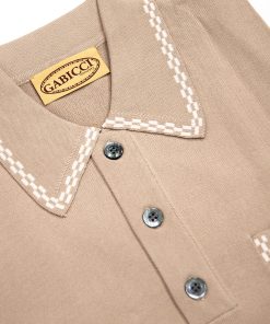 Gabicci Alexander Sandstone - Short Sleeve Knit Polo