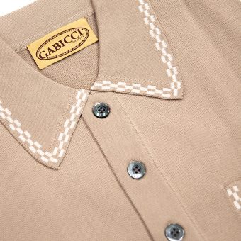 Gabicci Alexander Sandstone -  Short Sleeve Knit Polo
