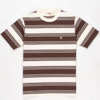 The Downing Choc Brown & Cream - 60s Surf Inspired Stripe 300g T-shirt By 66 Clothing