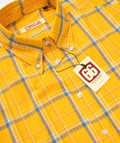 The Jackpot 2026 - Limited Edition - Orche & Navy Tartan High Collar Button Down Long Sleeve Shirt - Mod Skin Style