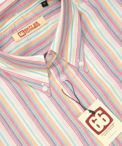 The Jackpot 2026 - Limited Edition - Multi Colour Stripe High Collar Button Down Long Sleeve Shirt - Mod Skin Style