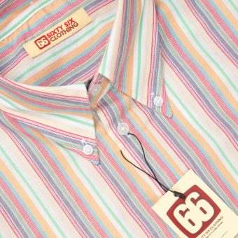 The Jackpot 2026 - Limited Edition - Multi Colour Stripe High Collar Button Down Long Sleeve Shirt - Mod Skin Style