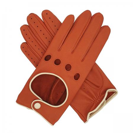 modshoes vintage retro ladies leather gloves jules_contrast_driving_glove_orange_1