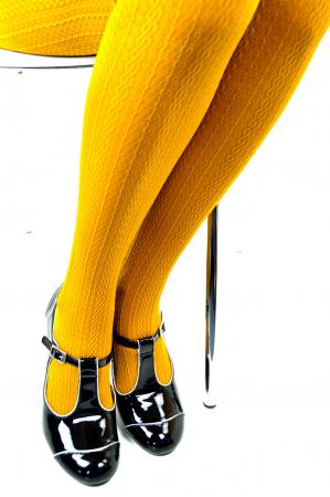 Mustard Cable Pattern Tights – ladies vintage retro 60s – 70s style ...
