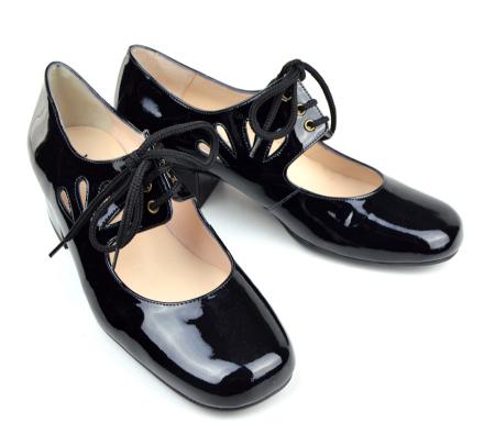 The Marianne In Black Patent Leather – 60s 70s Vintage Style Ladies ...