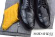 23 mod shoes loake black royals with prince of wales check trousers and mustard socks