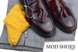 27 mod shoes rudeboy oxblood tassel loafer prince wales check trousers and mustard socks