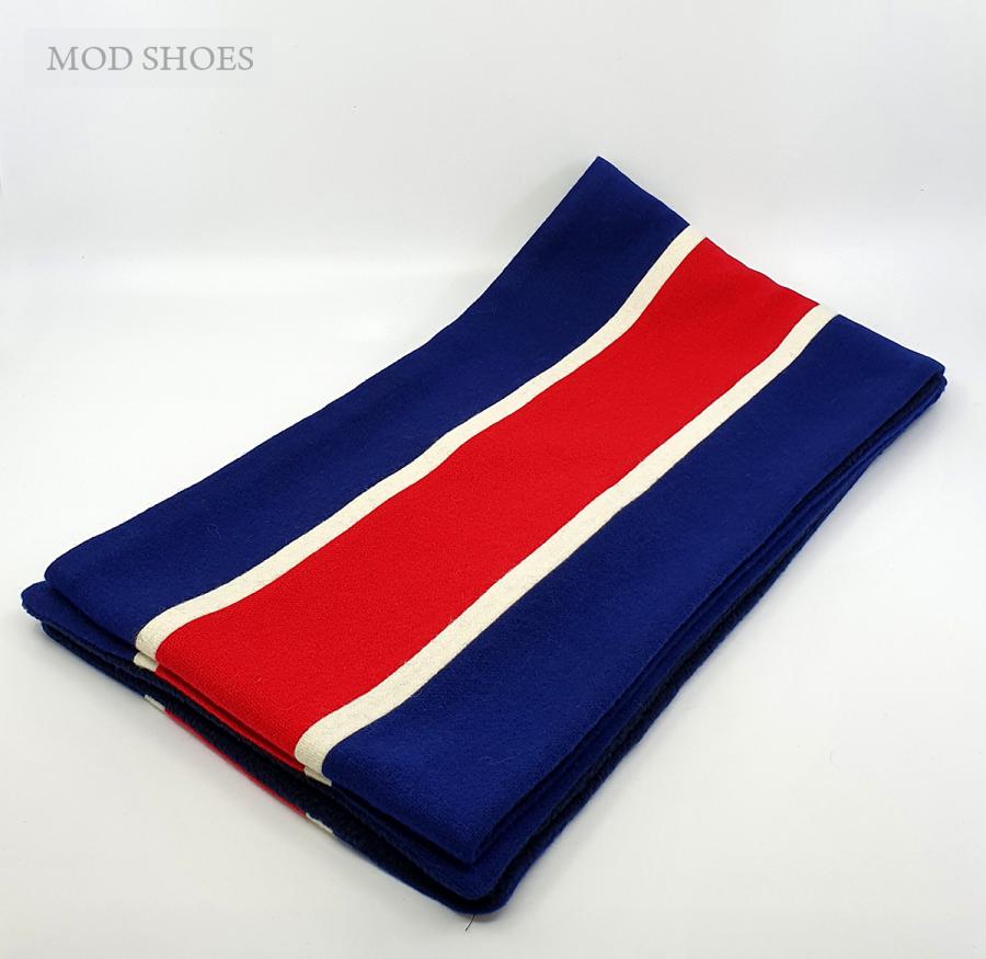 Red White Royal Blue Stripe College Scarf – Made In England – Mod Shoes