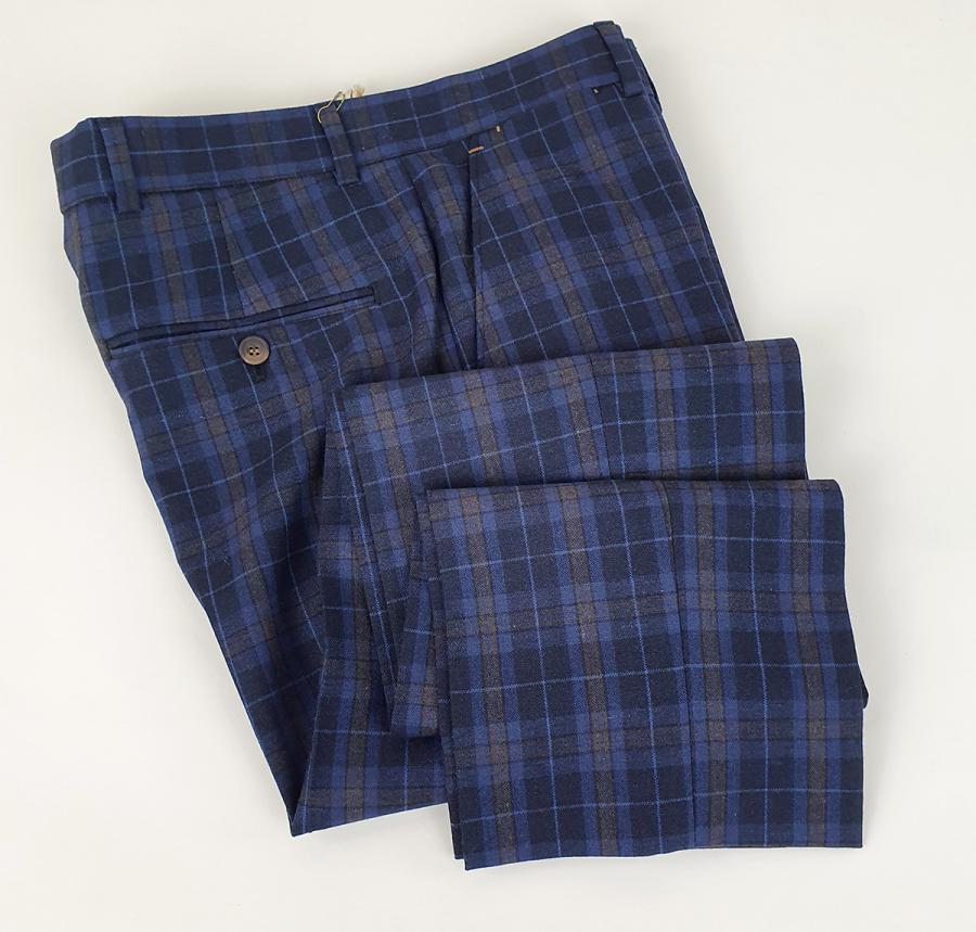 Blue Tartan Slim Fit Trousers – Vintage Style Trousers – Mod Shoes